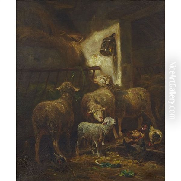 Sheep And Poultry In A Stable - view 1