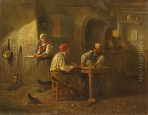 La Partie De Carte by Charles Emile Jacque