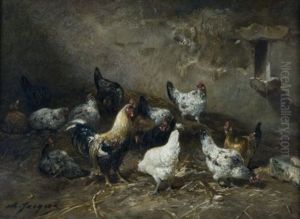 Interieur D'un Poulailler by Charles Emile Jacque