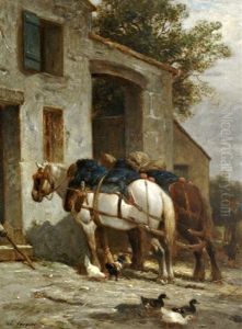 Chevaux Apres La Moisson