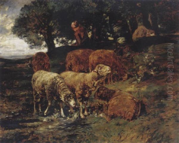 Sheep With Shepherdess - view 1