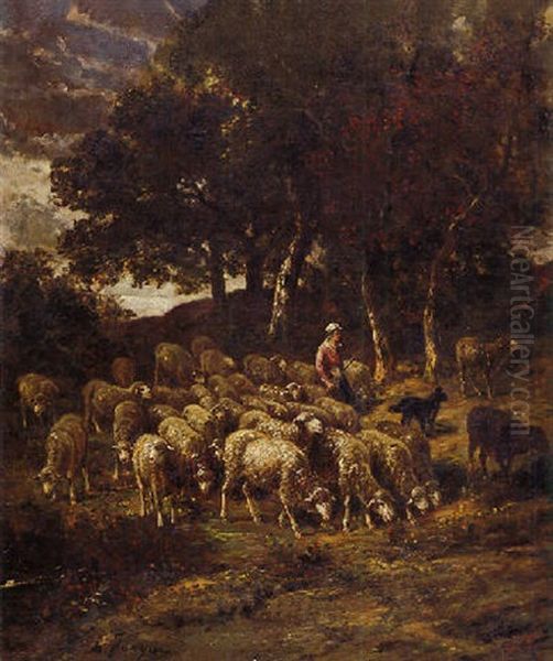 A Sheperdess And Her Flock - view 1