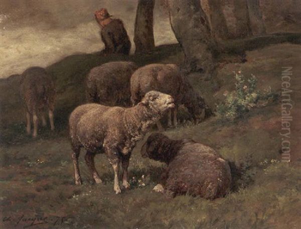 Shepherdess Tending Her Flock - view 1