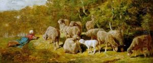 Die Junge Schafhirtin by Charles Emile Jacque