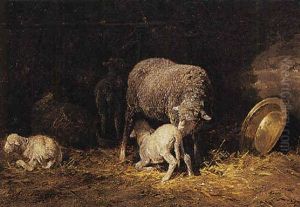 The Suckling Lamb by Charles Emile Jacque
