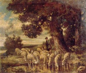 Mouton S'abreuvant by Charles Emile Jacque