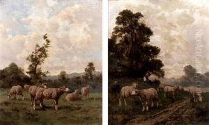 Far I Landskap by Charles Emile Jacque