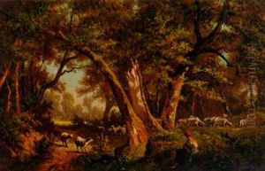 Le Bergere Et Son Troupeau by Charles Emile Jacque