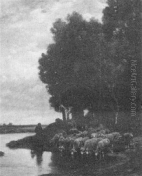 Shepherdess With Flock - view 1