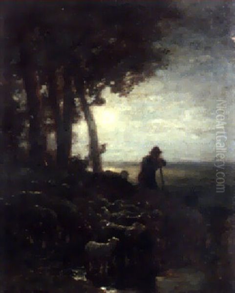 Berger Et Ses Moutons Au Clair De Lune - view 1
