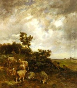 Au Paturage Dans Les Deserts De Fontainebleau by Charles Emile Jacque