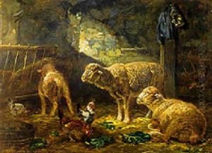 Barnyard Scene by Charles Emile Jacque