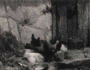 In The Hen House by Charles Emile Jacque