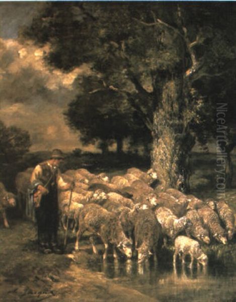 A Shepherd Tending His Flock - view 1