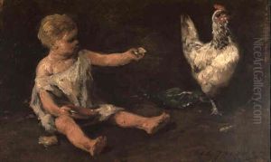 Enfant A La Poule by Charles Emile Jacque