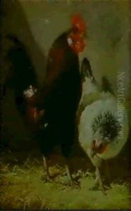 Coq Et Poules by Charles Emile Jacque