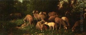 Les Moutons Dans Le Sous-bois by Charles Emile Jacque