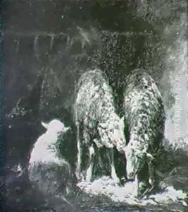 Barnyard Scene by Charles Emile Jacque