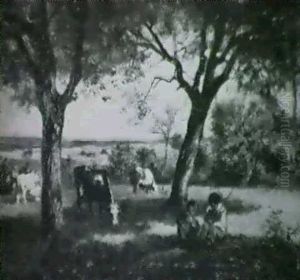 Pastoral Landscape by Charles Emile Jacque