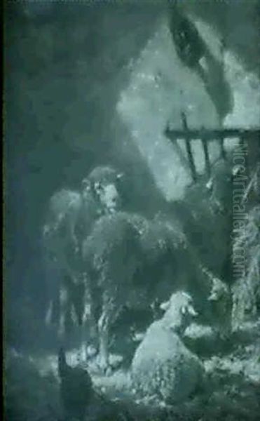 Sheep And Hens In A Manger - view 1