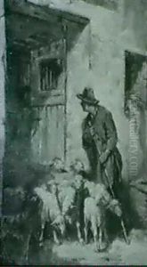 La Sortie Des Moutons by Charles Emile Jacque