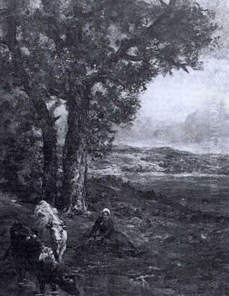A Milkmaid With Her Cattle On The Banks Of A River - view 1