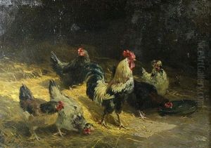 Roosters And Hens by Emile Jacque