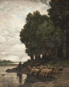 Moutons Au Bord De La Riviere Moutons Au Bord De La Riviere