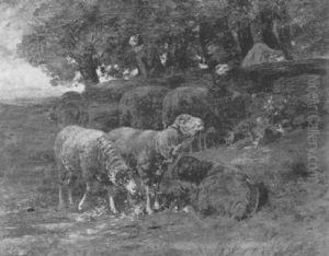 A Shepherd And His Flock by Emile Jacques