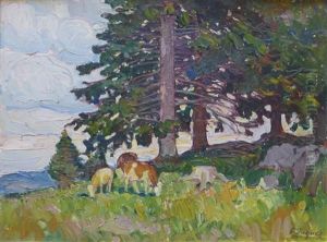 Vaches Au Paturage by Francois Louis Jacques