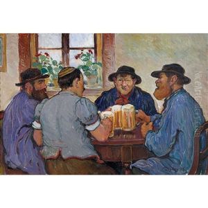 Paysans Fribourgeois Au Bistro by Francois Louis Jacques