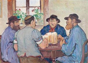 Paysans Fribourgeois Au Bistrot by Francois Louis Jacques