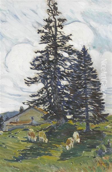 Landschaft Mit Weidenden Kuhen - view 1