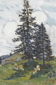Landschaft Mit Weidenden Kuhen by Francois Louis Jacques
