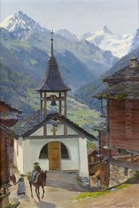 Dorfpartie Im Val D'annivers by Francois Louis Jacques