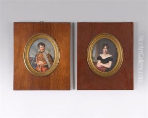 Portraits De Louis Bro De Comeres En Grand Uniforme De Capitaine Des Hussards De La Garde Imperiale Et De Marie-louise- Josephine-laure De Comeres En Robe De Velours Noir, Accoudee. Portraits De Louis Bro De Comeres En Grand Uniforme De Capitaine Des Hussards De La Garde Imperiale Et De Marie-louise- Josephine-laure De Comeres En Robe De Velours Noir, Accoudee.