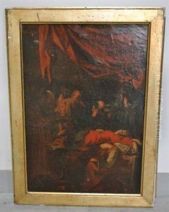 La Mort De La Vierge, Esquisse D'apres Caravage (sketch After Caravaggio) by Louis Jacquesson de La Chevreuse