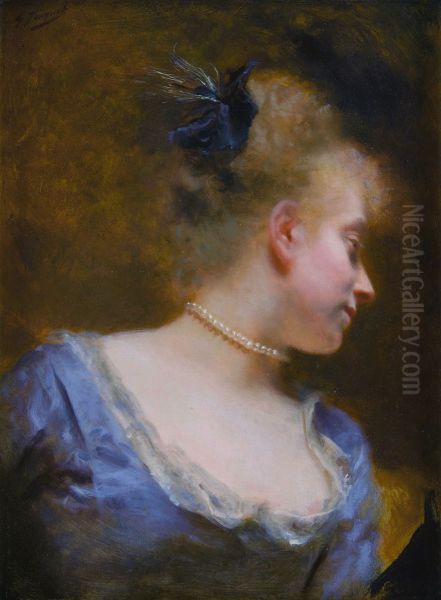A Portrait Of A Young Girl With Pearl Necklace - view 1