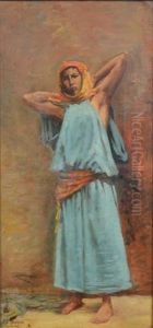 Portrait De Femme En Pied by Jacquet Gustave