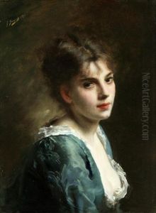 Portrait Of A Young Beauty by Jacquet Gustave