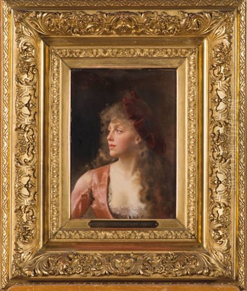 Portrait De Jeune Fille Au Chapeau Rouge - view 1