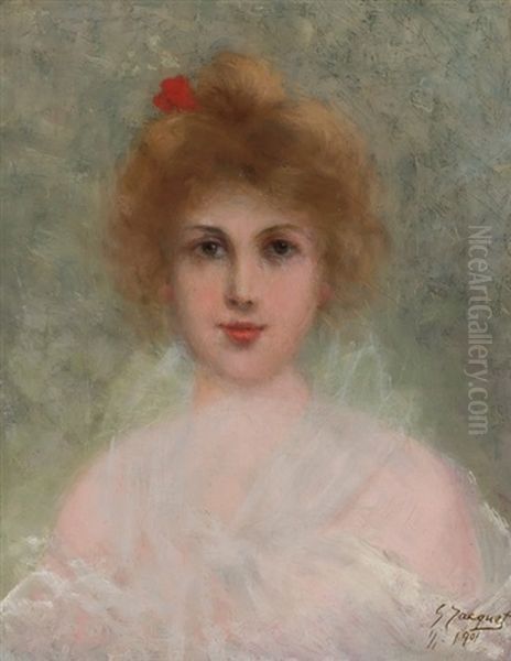 Girl With Red Flower - view 1