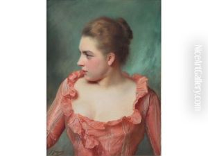 Portrait Of A Lady In A Pink Dress