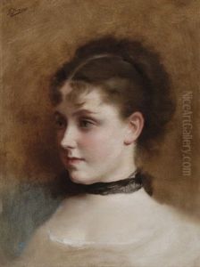 Portrait Of A Young Beauty by Jacquet Gustave
