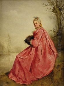 Girl In The Manner Of Watteau by Jacquet Gustave