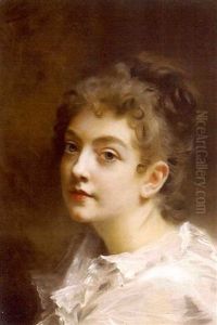 A Portrait Of A Girl In White by Jacquet Gustave
