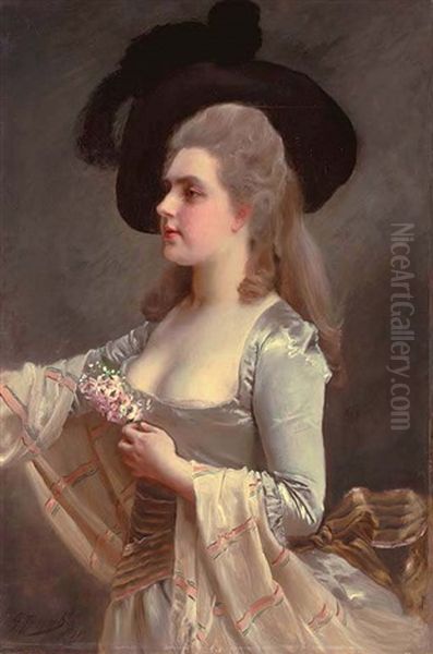 A Portrait Of A Young Lady In A Black Hat - view 1