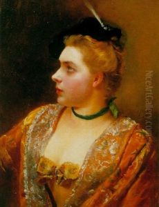 A Profile Portrait Of A Lady With A Green Scarf A Profile Portrait Of A Lady With A Green Scarf