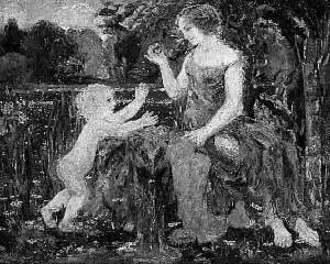 Flora Spielt Mit Amor by Jacquet Gustave