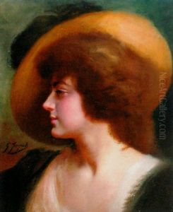 Portrait Of A Lady Wearing A Straw Hat